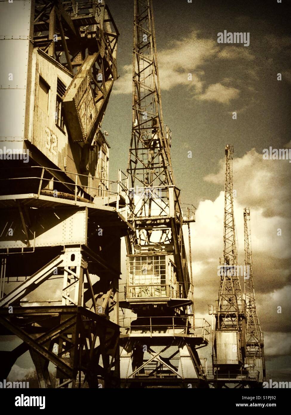 Bristol dock cranes - Smartphone Captured Stock Image