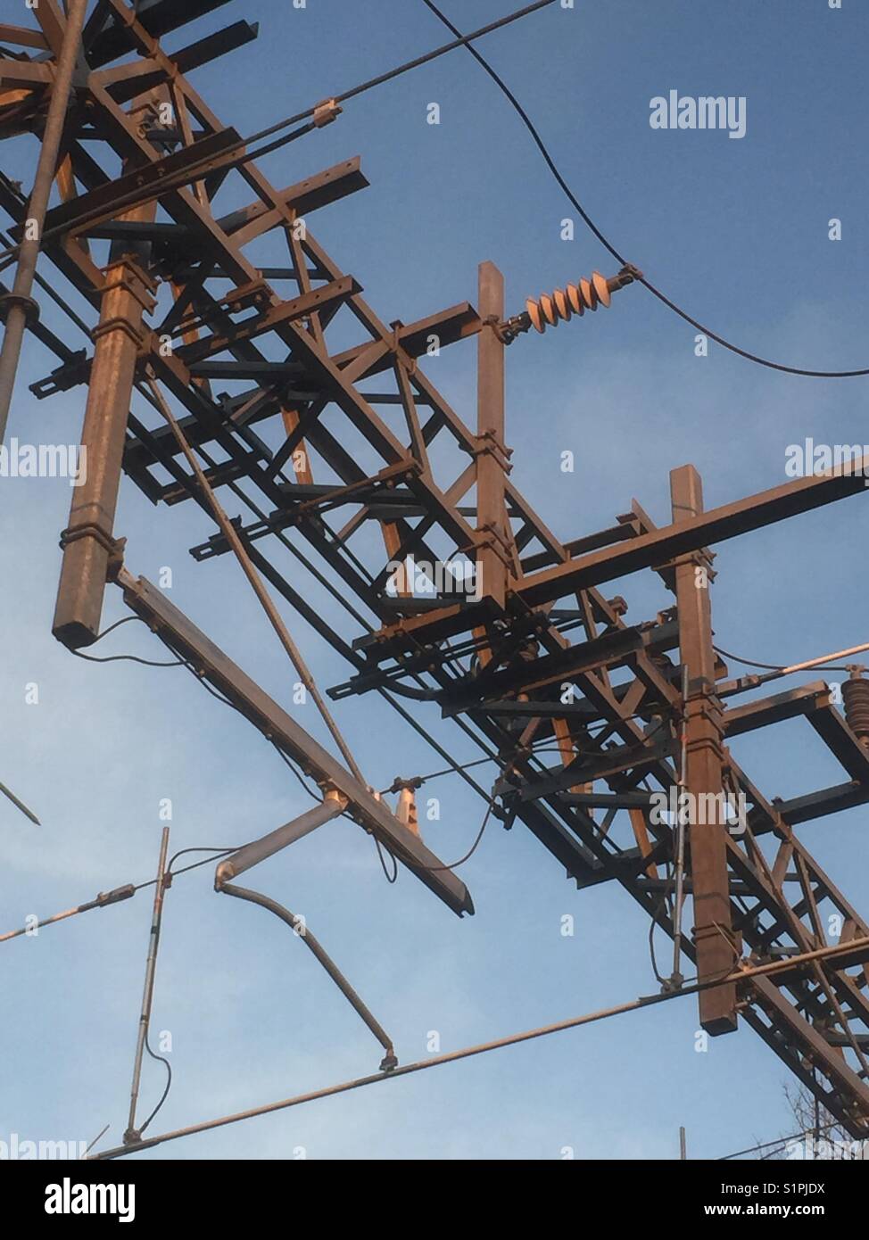 Overhead Electric Rail Gantry - Smartphone Captured Stock Image