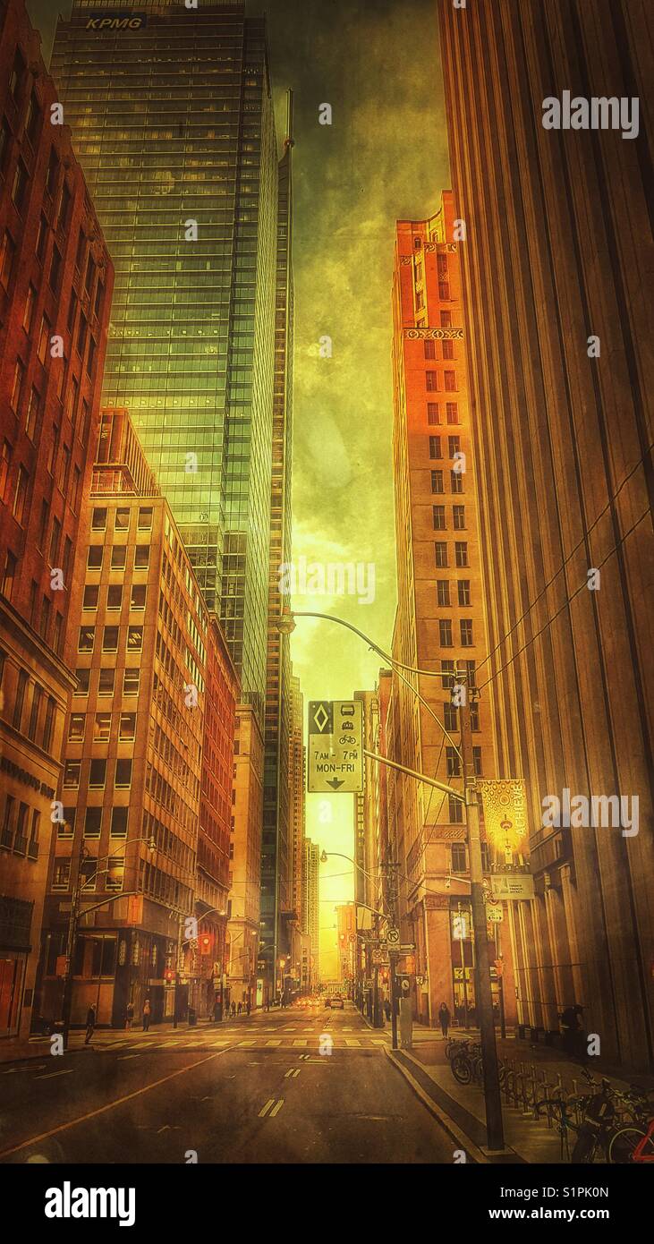 Skyscrapers in financial district, Toronto, Ontario, Canada - Smartphone Captured Stock Image