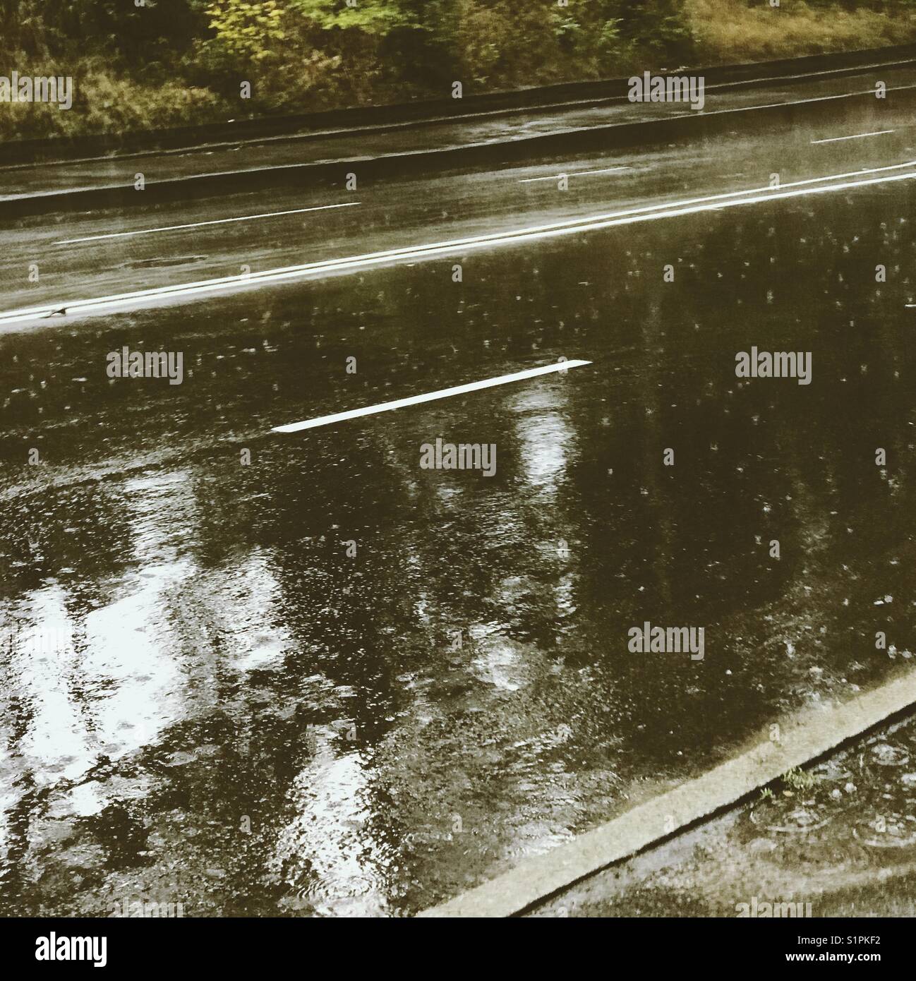 Rainy and wet roads in Kiev City - Smartphone Captured Stock Image