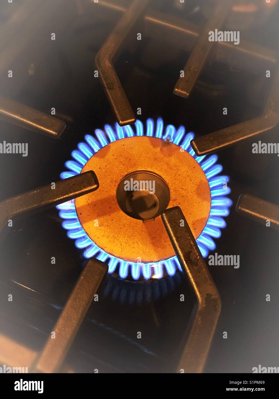 Stove top burner gas flame , USA - Smartphone Captured Stock Image