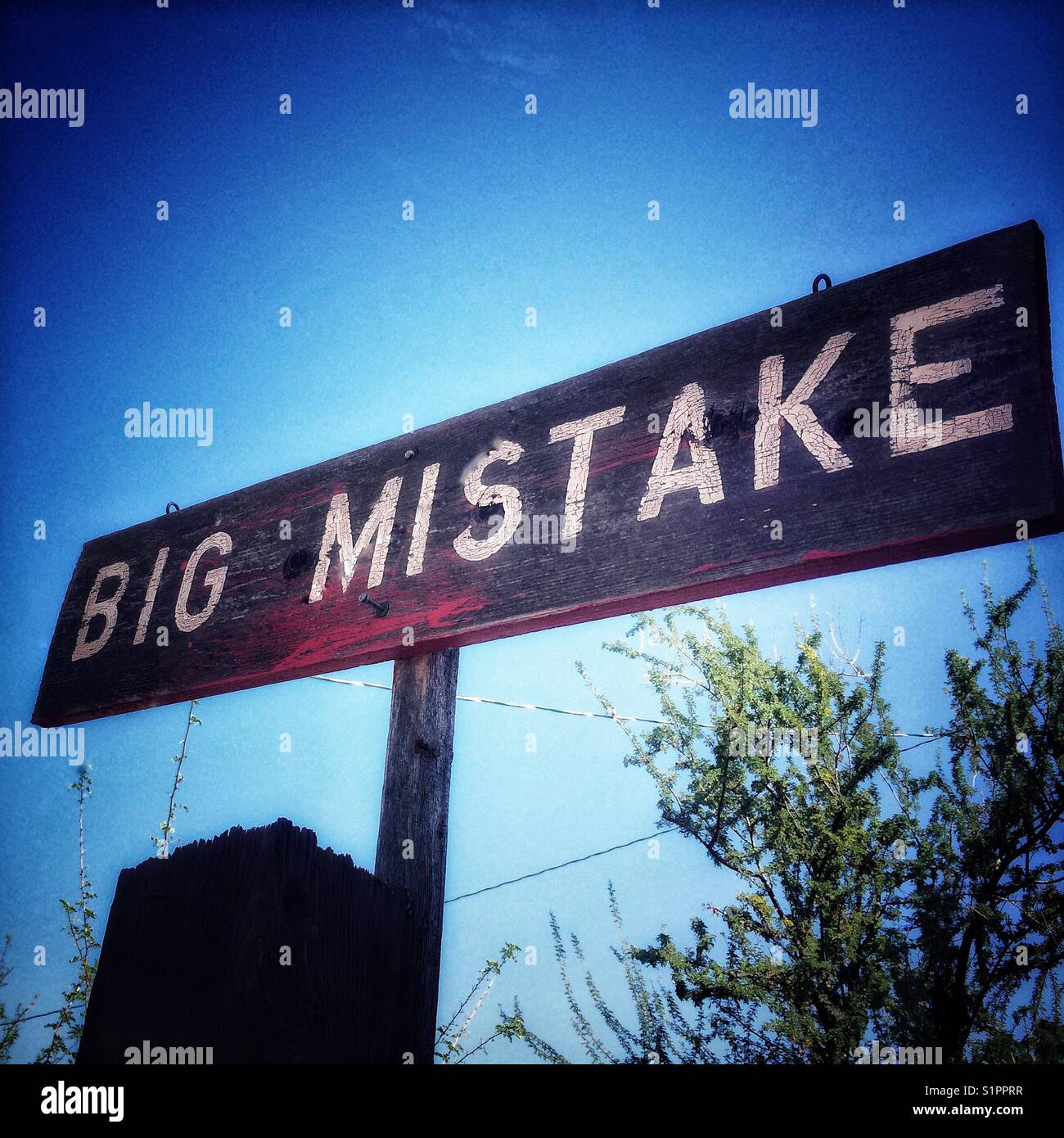 Big mistake signage in Hackberry, Arizona, USA Stock Photo