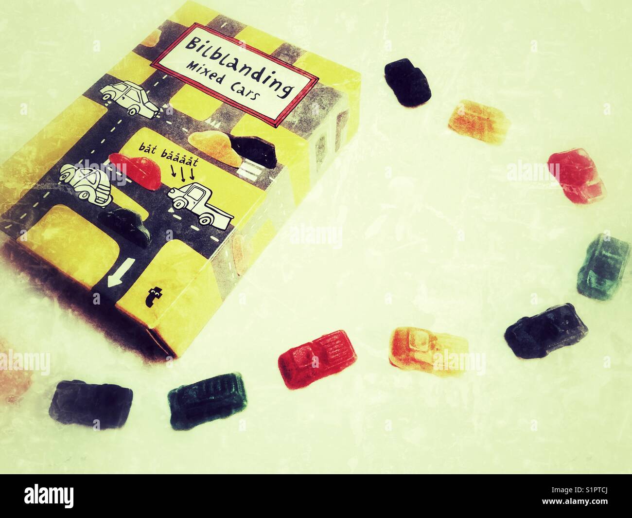 Bilblanding mixed cars wine gum sweets - Smartphone Captured Stock Image