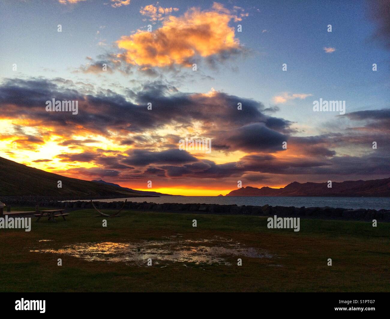 Sunrise, red orange blue Stock Photo