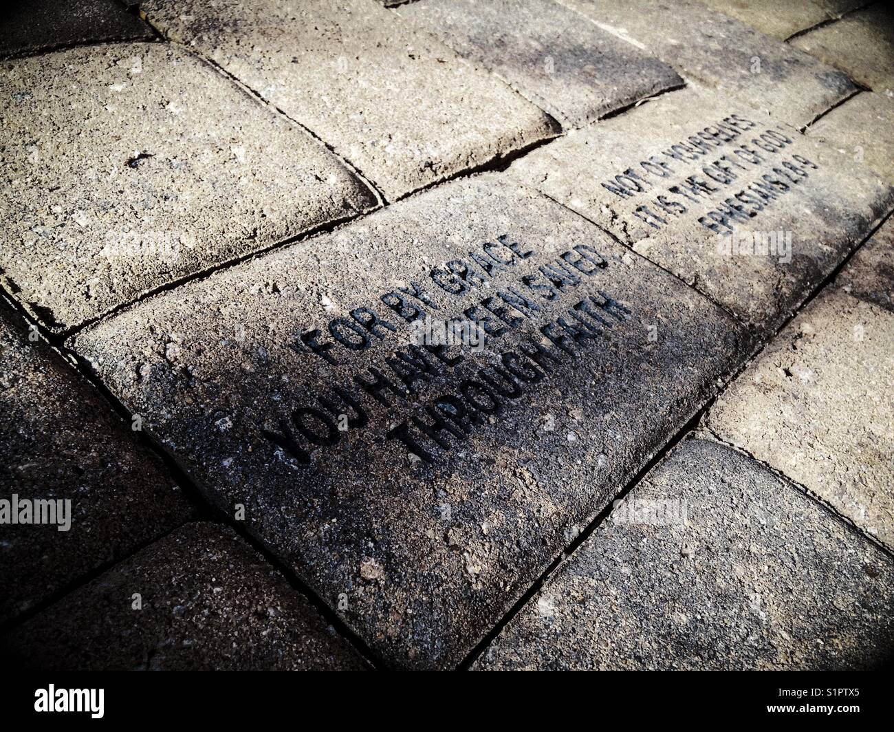 Ephesians 2 8 9 paver stock photo alamy