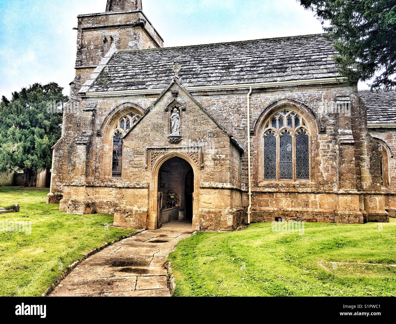 The  rural village church of St Mary the Virgin, Compton Pauncefoot, Somerset, England - Smartphone Captured Stock Image
