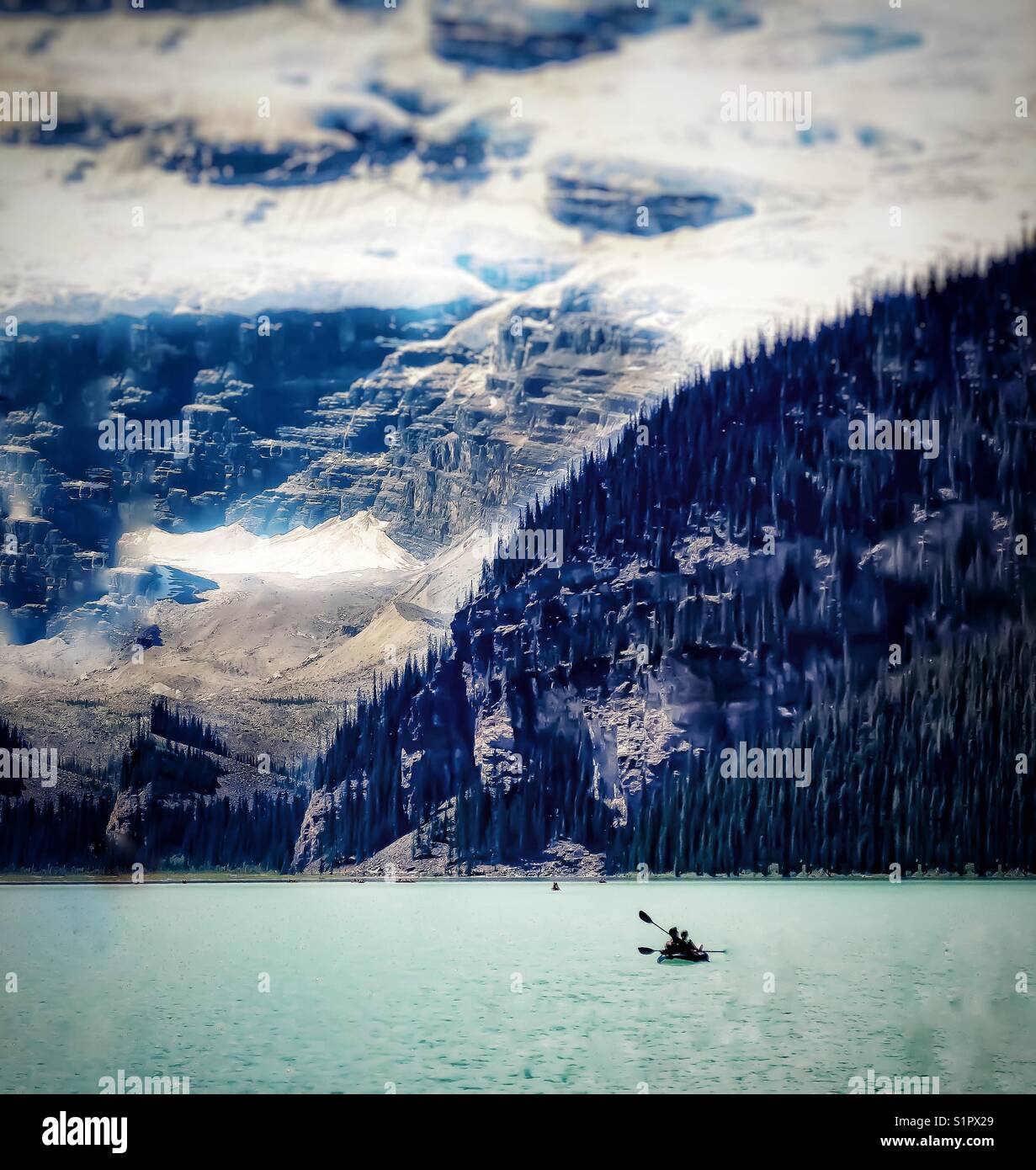 Kayak, lake Louise Stock Photo Alamy