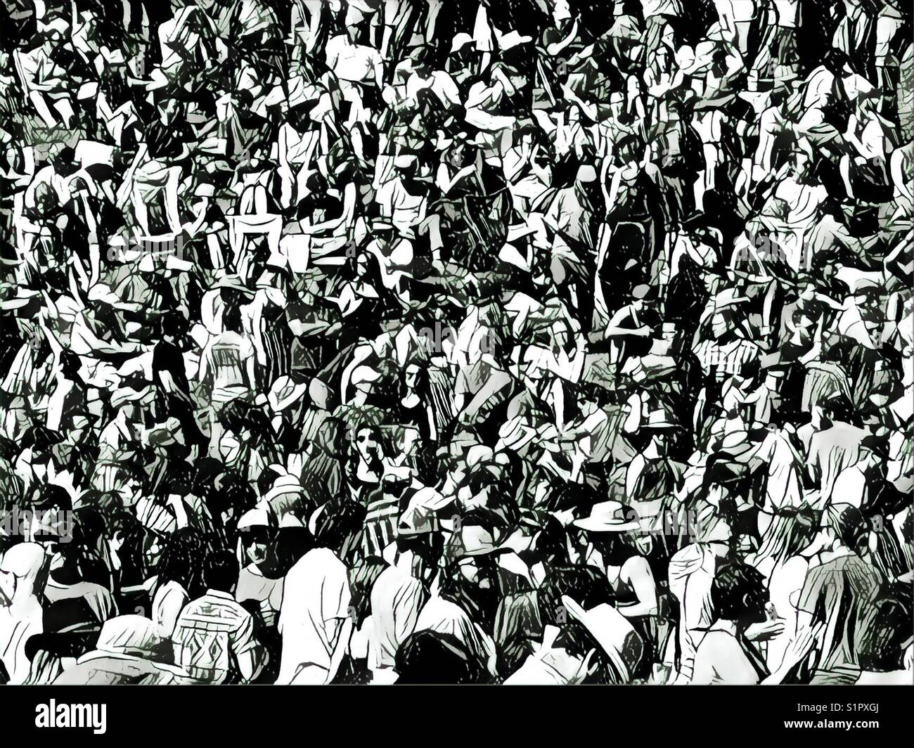 Large crowd scene Stock Photo
