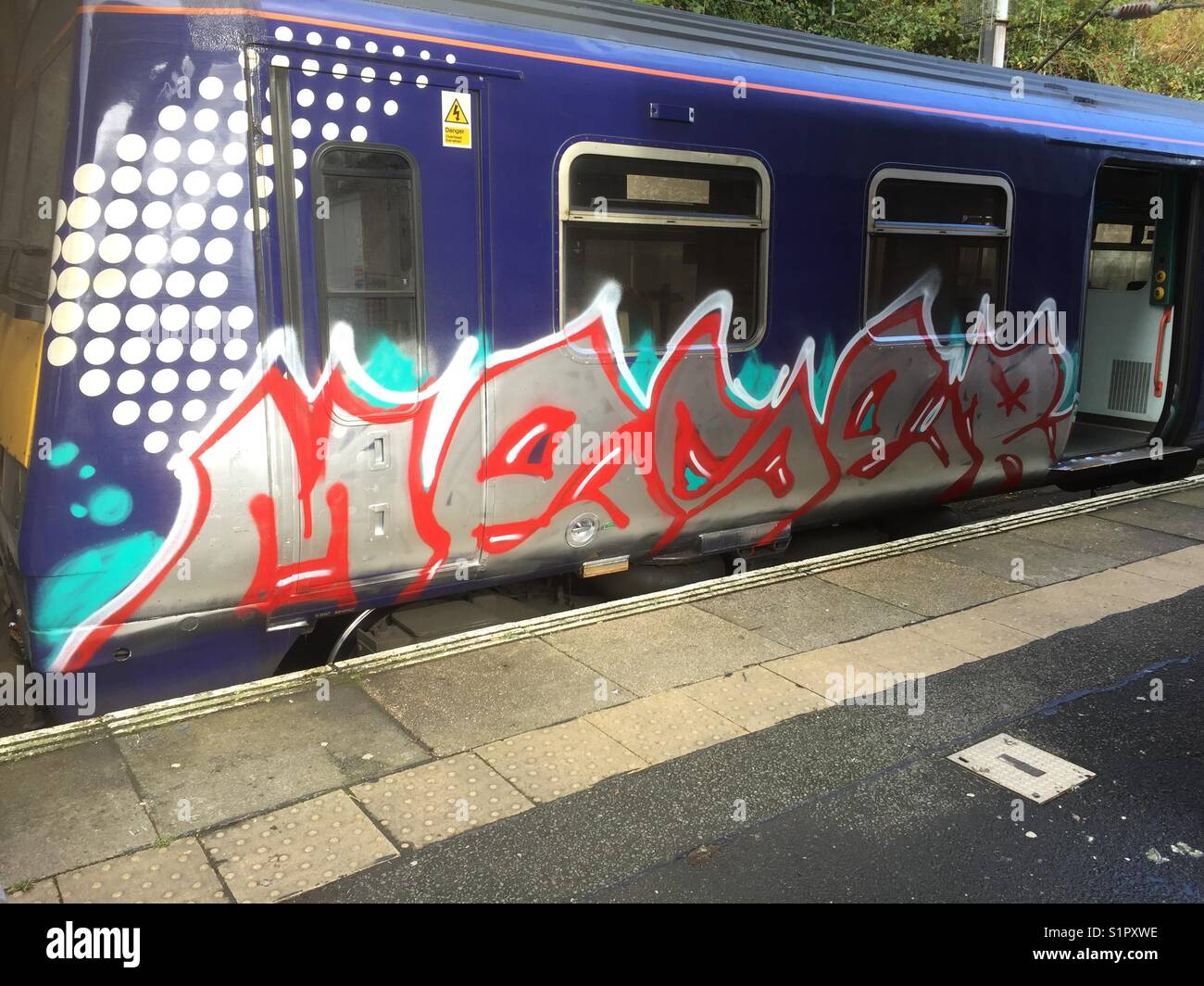 Graffiti on a Scotrail train Stock Photo Alamy