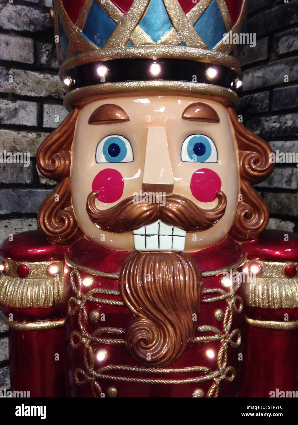 Toy soldier figure with Christmas lights Stock Photo Alamy