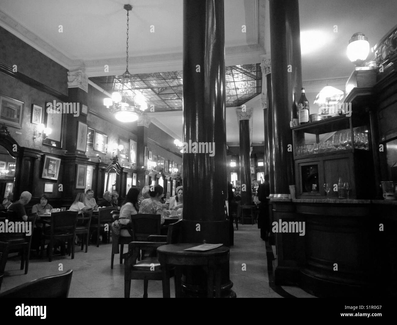 Cafe Tortoni old and traditional cultural hub for writers, actors and musicians in Buenos Aires Stock Photo