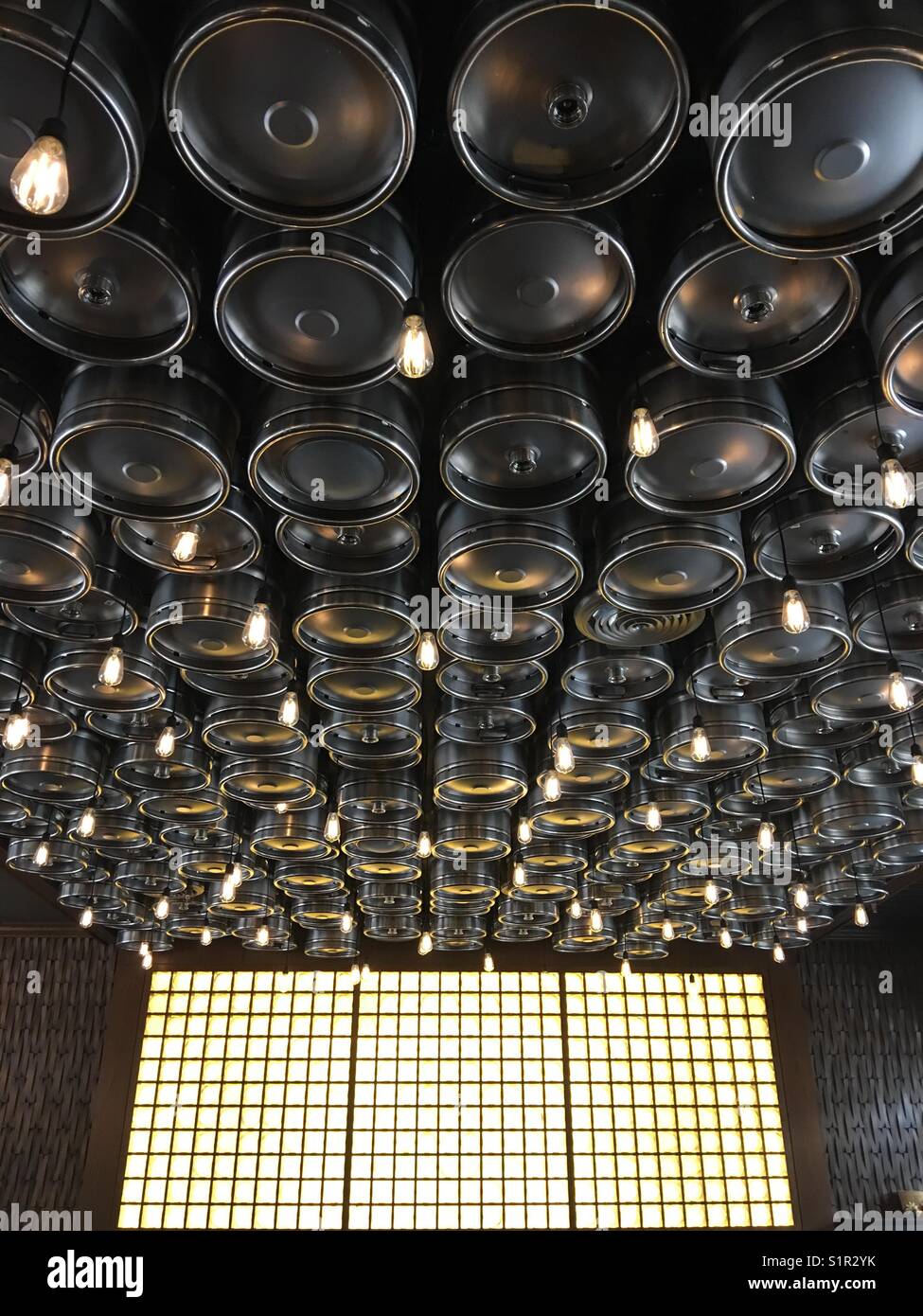 Ceiling Barrel Lights Stock Photo Alamy