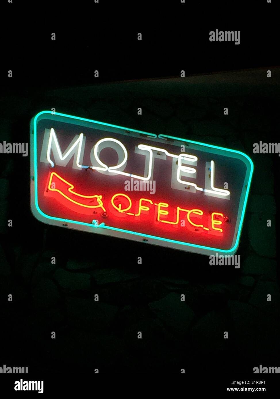 Motel office neon sign Stock Photo