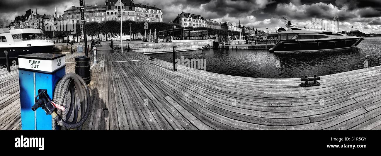 Waterfront pump out station to remove waste from boats, Stockholm, Sweden, Scandinavia - Smartphone Captured Stock Image