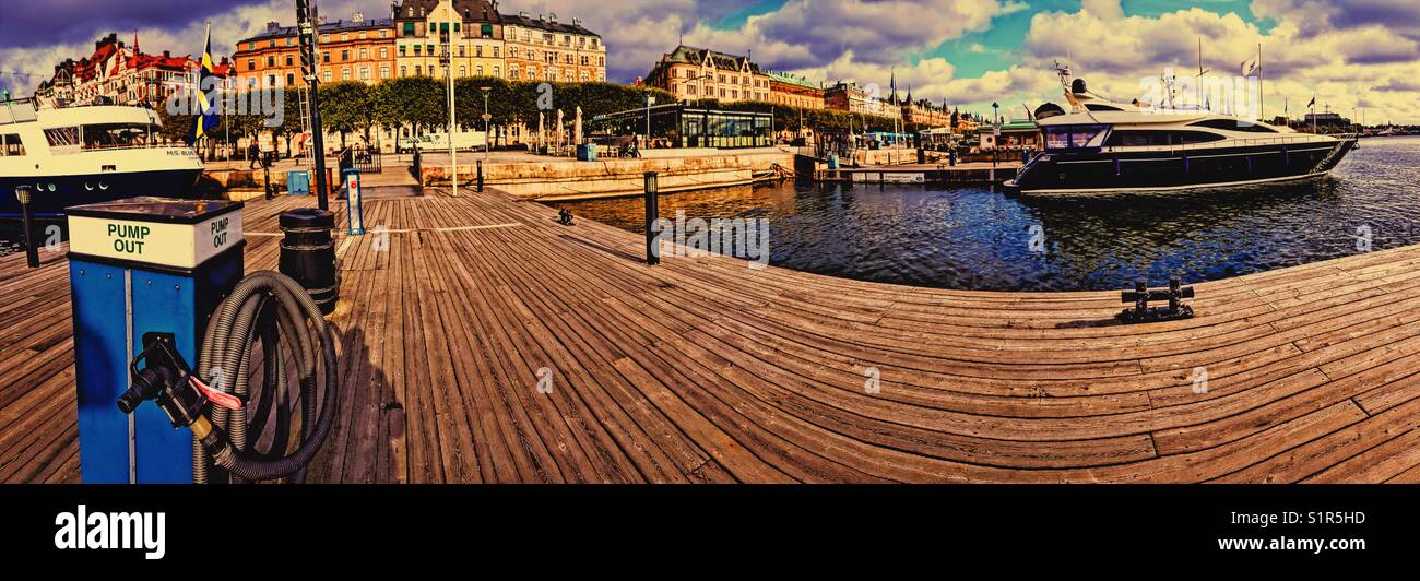 Waterfront pump out station to remove waste from boats, Stockholm, Sweden, Scandinavia - Smartphone Captured Stock Image