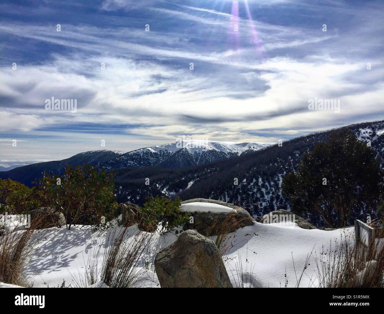 Snowy Mountain Scene Stock Photo