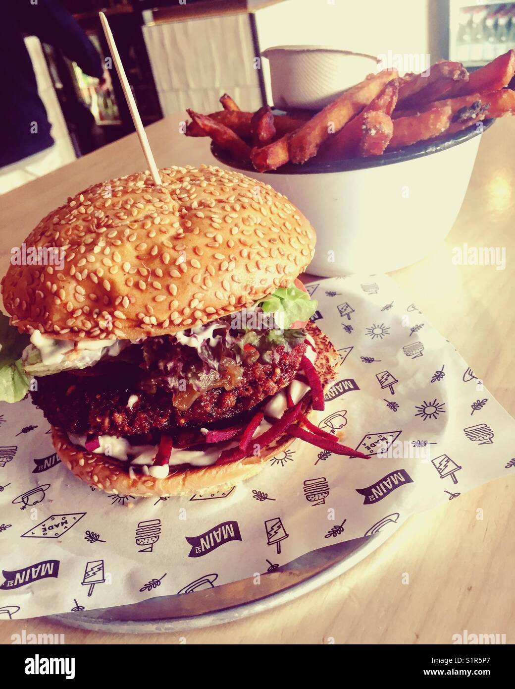 Burger and chips Stock Photo Alamy