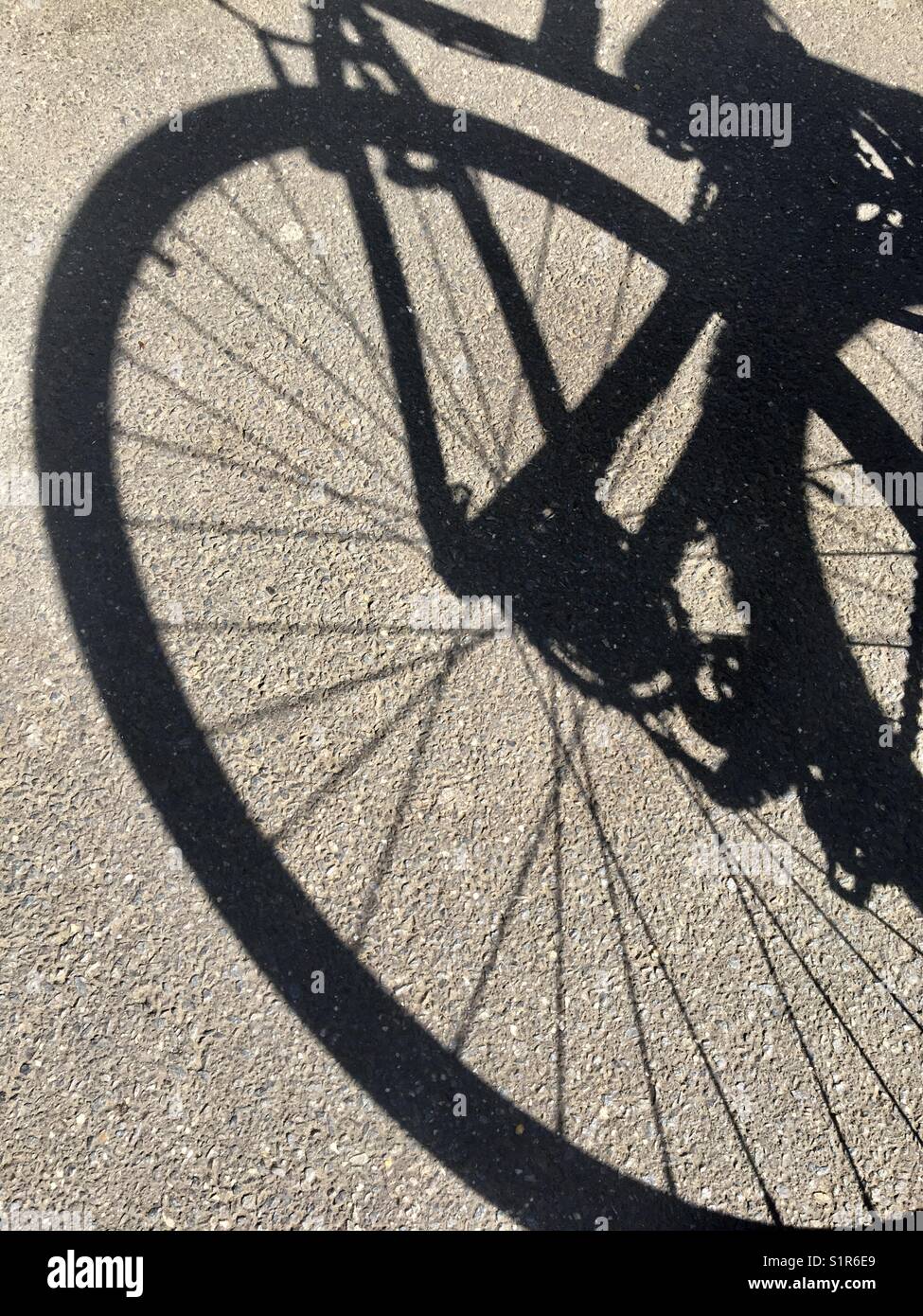 Shadow of bike wheel Stock Photo