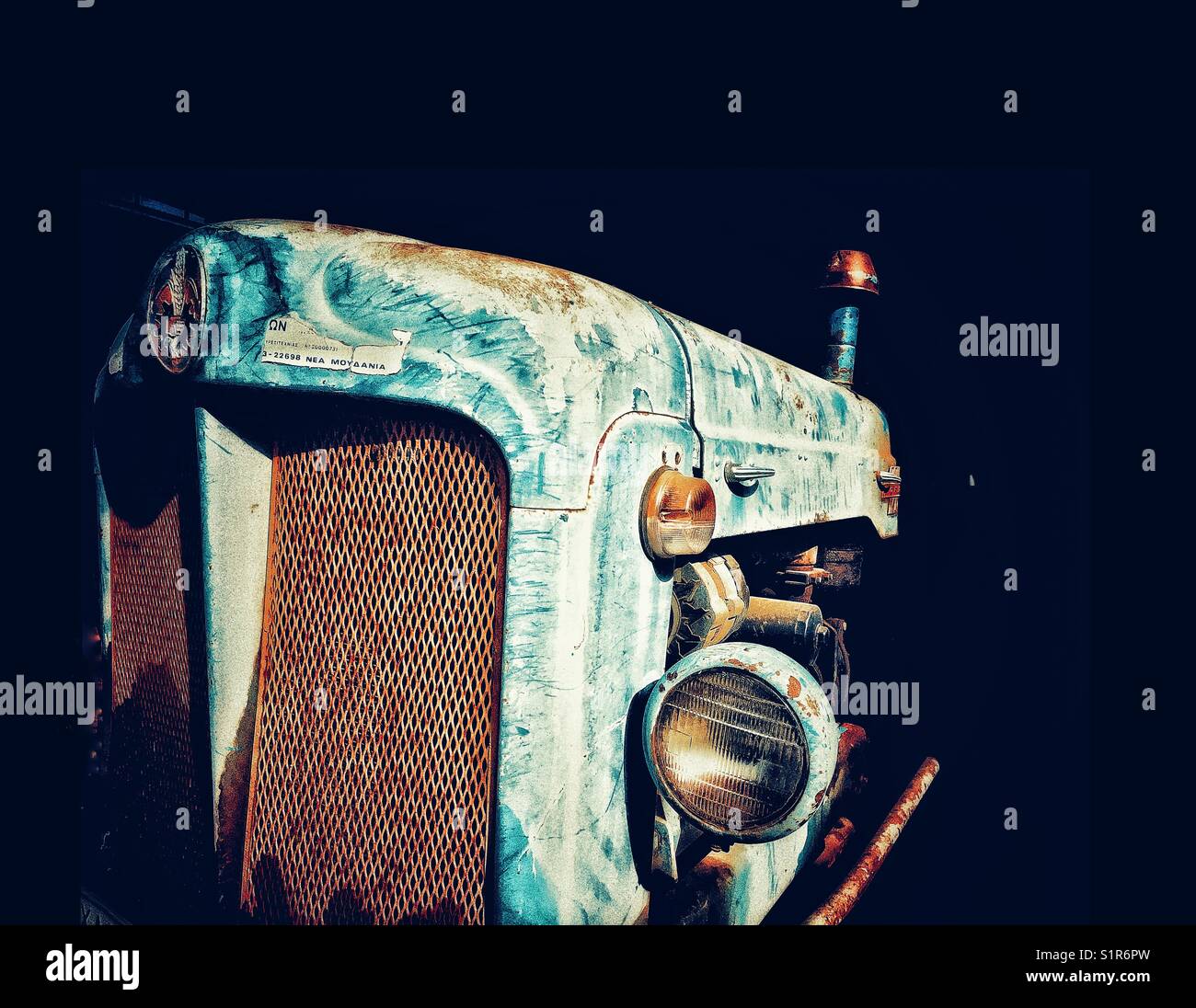 Old ford tractor front view Stock Photo