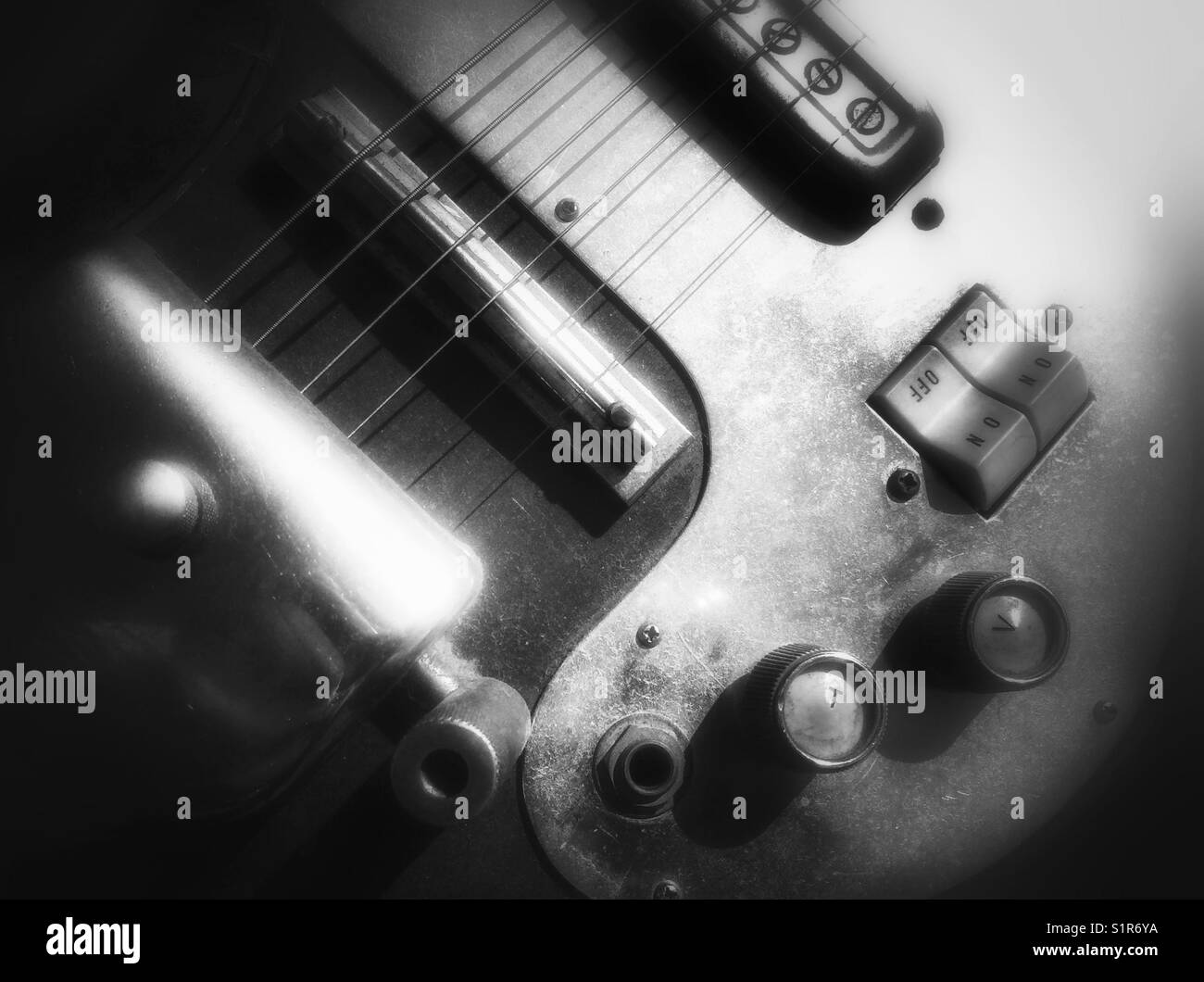 Closeup of an old electric guitar - Smartphone Captured Stock Image