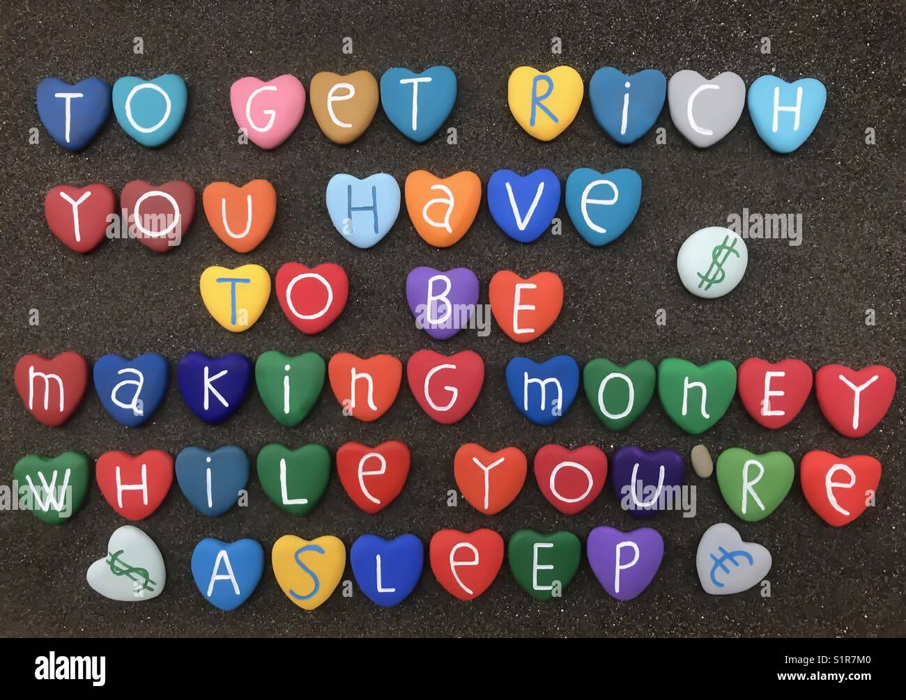 To get rich yiu have to be making money while you’re asleep - Smartphone Captured Stock Image