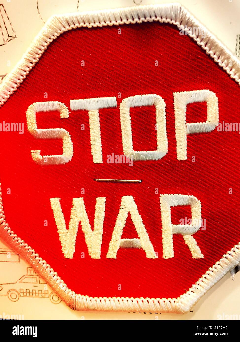 Pictogram of “stop war“, USA - Smartphone Captured Stock Image