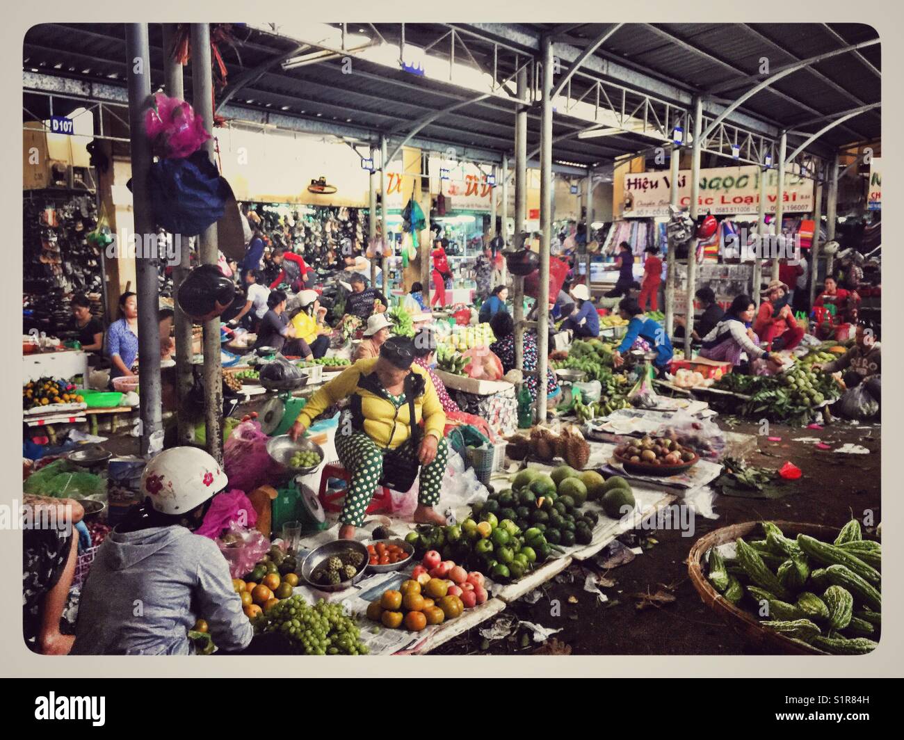 Daily local livelihood at nha trang cho xom moi market. Stock Photo