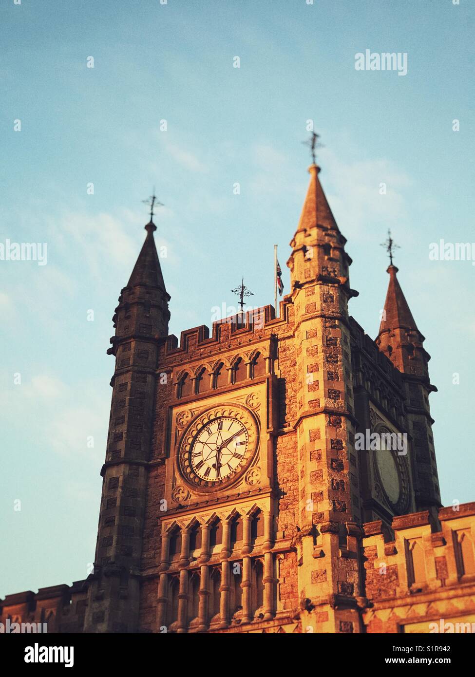 The clock tower at Temple Meads Train Station, Bristol Stock Photo Alamy