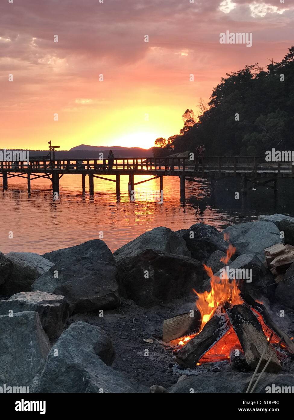 Bonfire at sunset - Smartphone Captured Stock Image