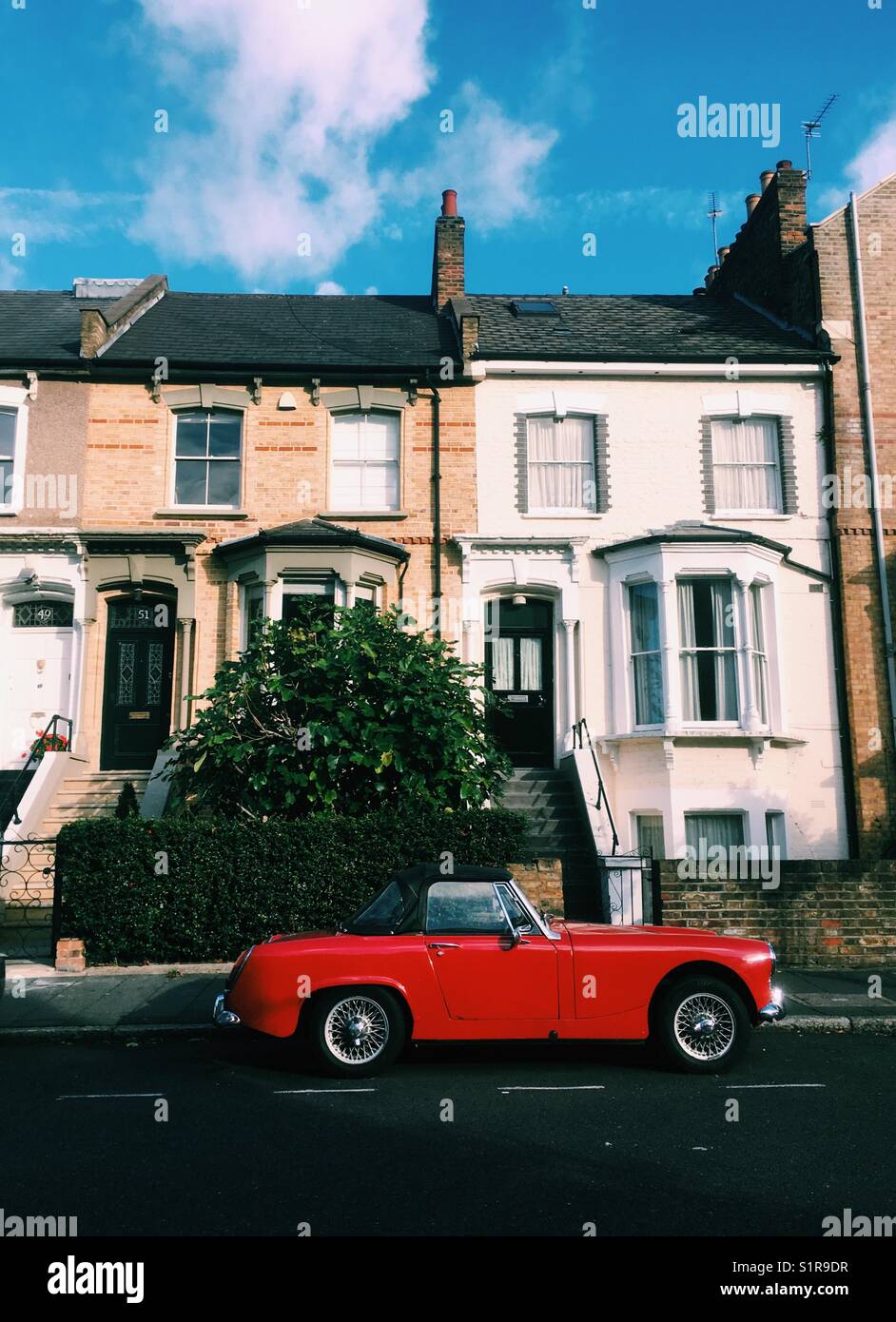 Vintage car parked outside a London property - Smartphone Captured Stock Image
