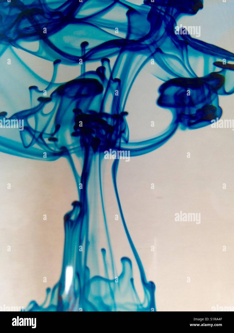 Blue dye in water - Smartphone Captured Stock Image