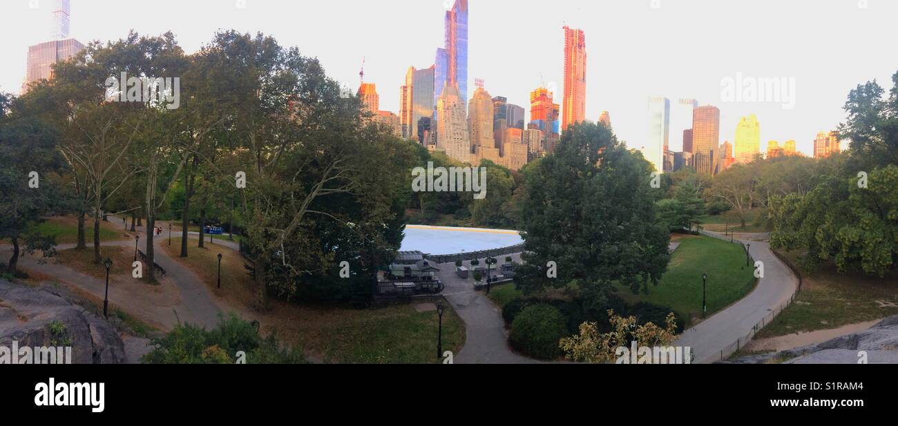 Central Park and the Trump ice rink, Manhattan, New York City, United States of America. - Smartphone Captured Stock Image