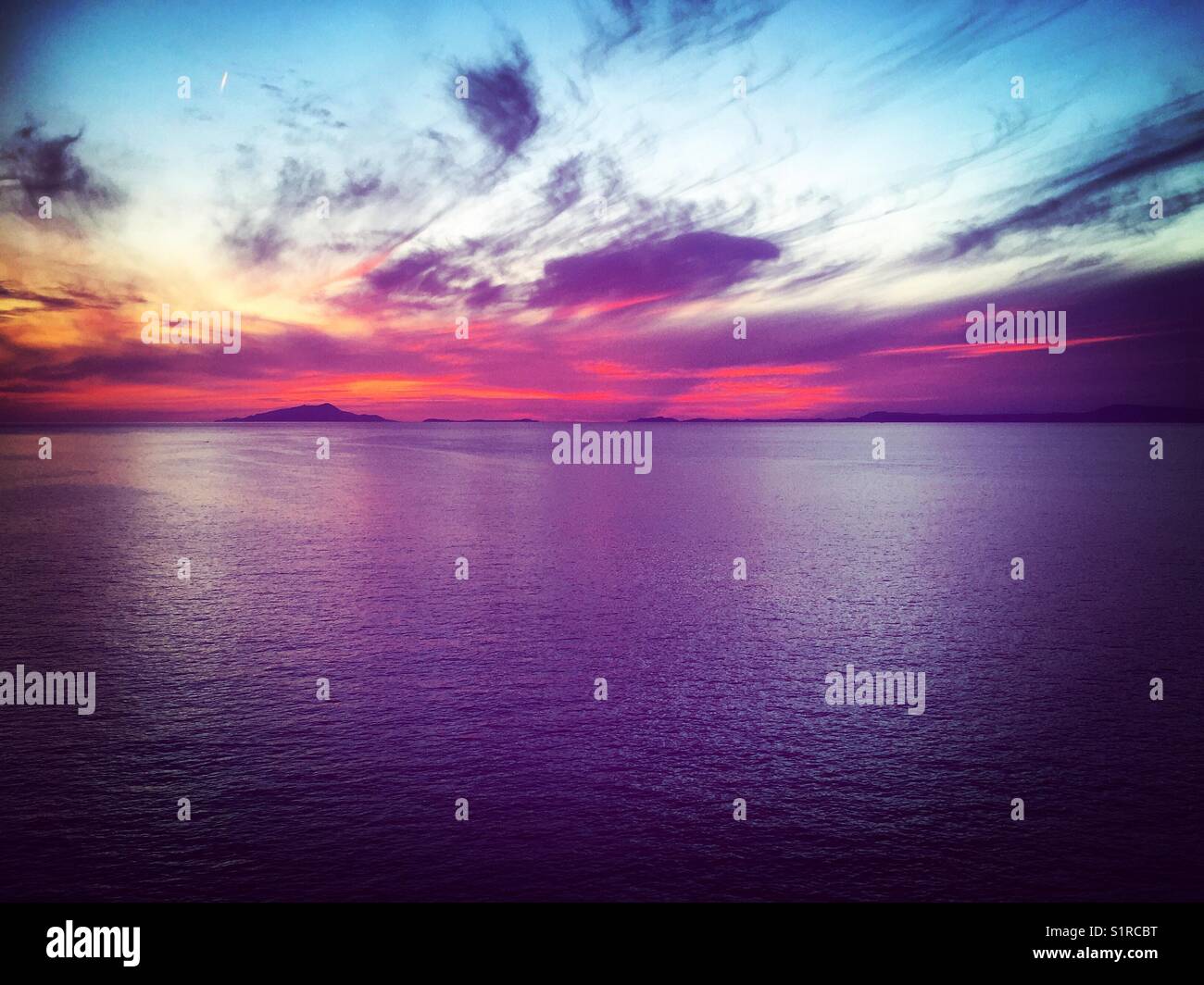 Pink & purple sky of Sorrento, Italy - Smartphone Captured Stock Image