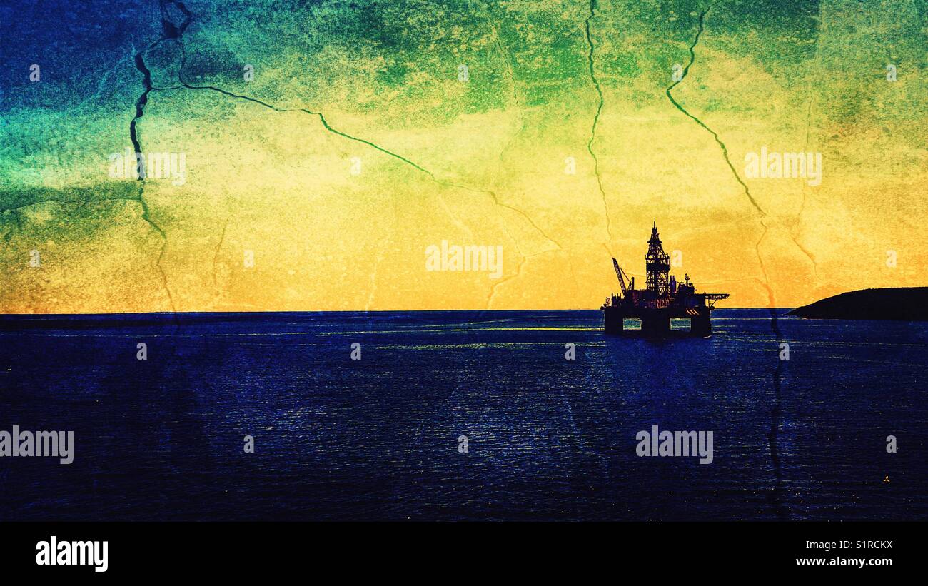 Oil platform oil rig, Avalon Peninsula, Newfoundland, Canada - Smartphone Captured Stock Image