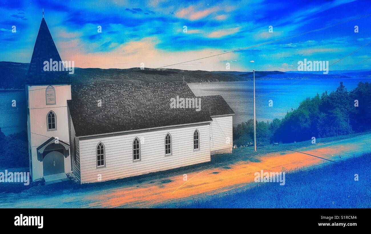 Wooden church, Newfoundland, Canada - Smartphone Captured Stock Image