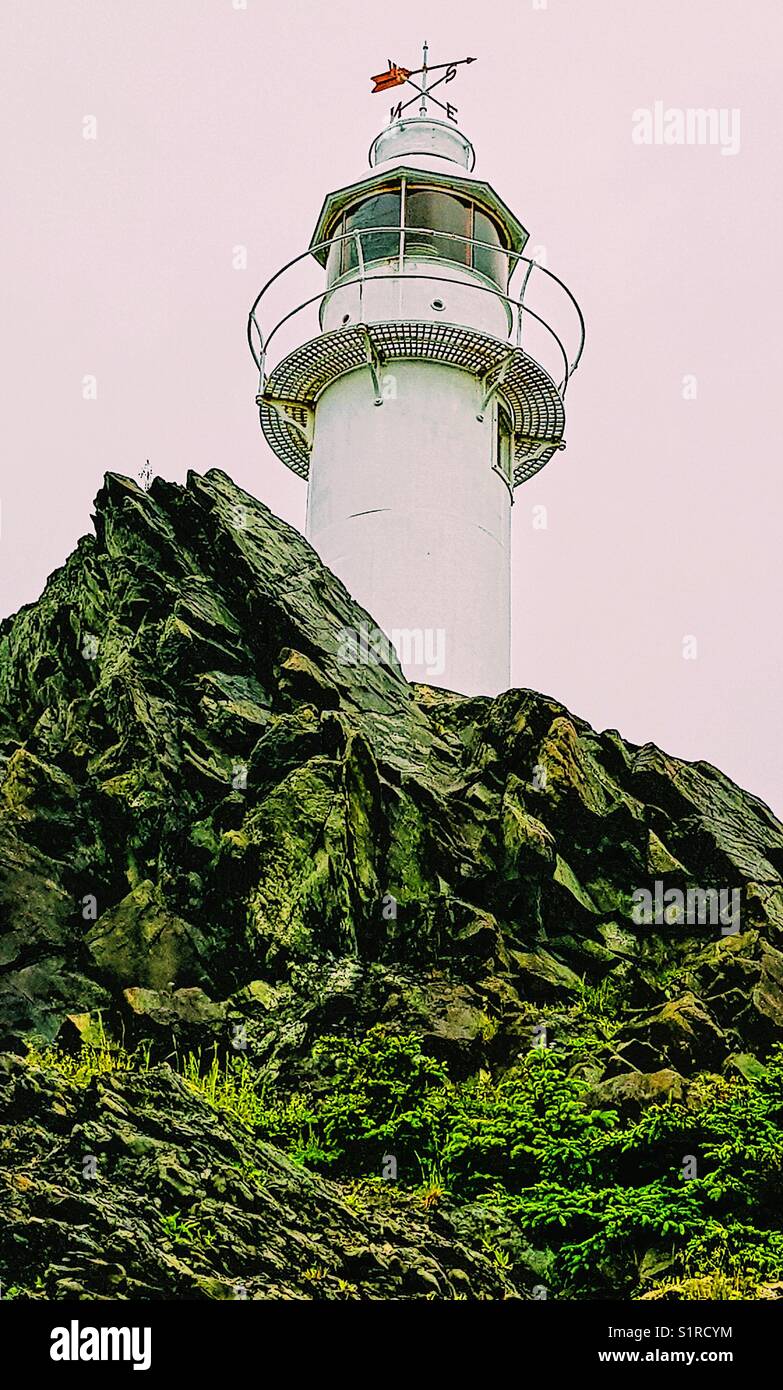 Lobster Cove Head Lighthouse, Gros Morne National Park, Newfoundland, Canada - Smartphone Captured Stock Image