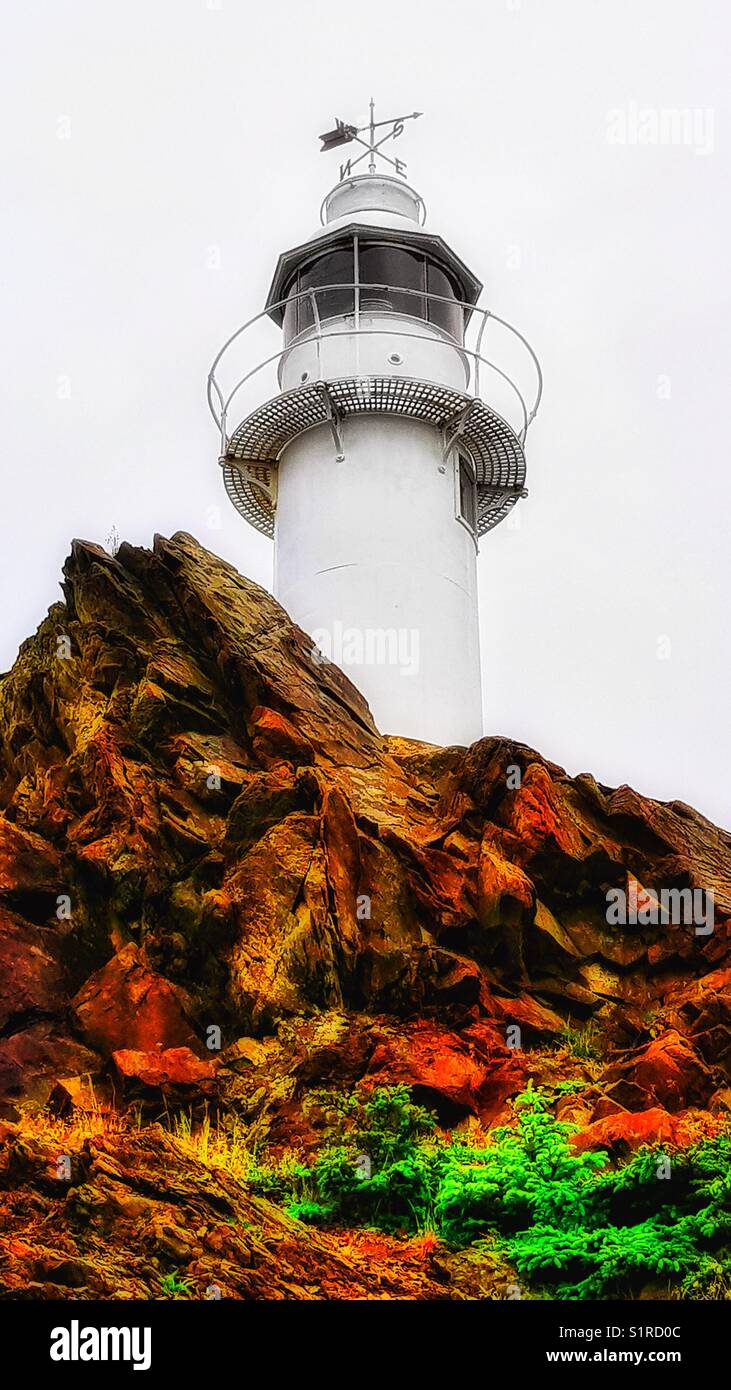 Lobster Cove Head Lighthouse, Gros Morne National Park, Newfoundland, Canada - Smartphone Captured Stock Image