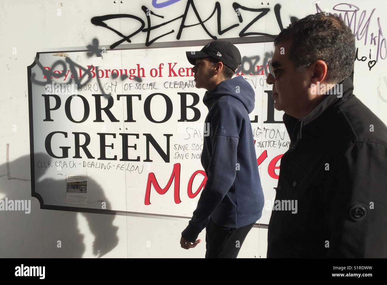 Royal Borough of Kensington and Chelsea, Portobello Green Market sign - Smartphone Captured Stock Image