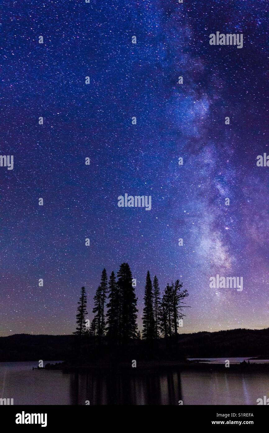 Milky Way Over Silver Lake Stock Photo
