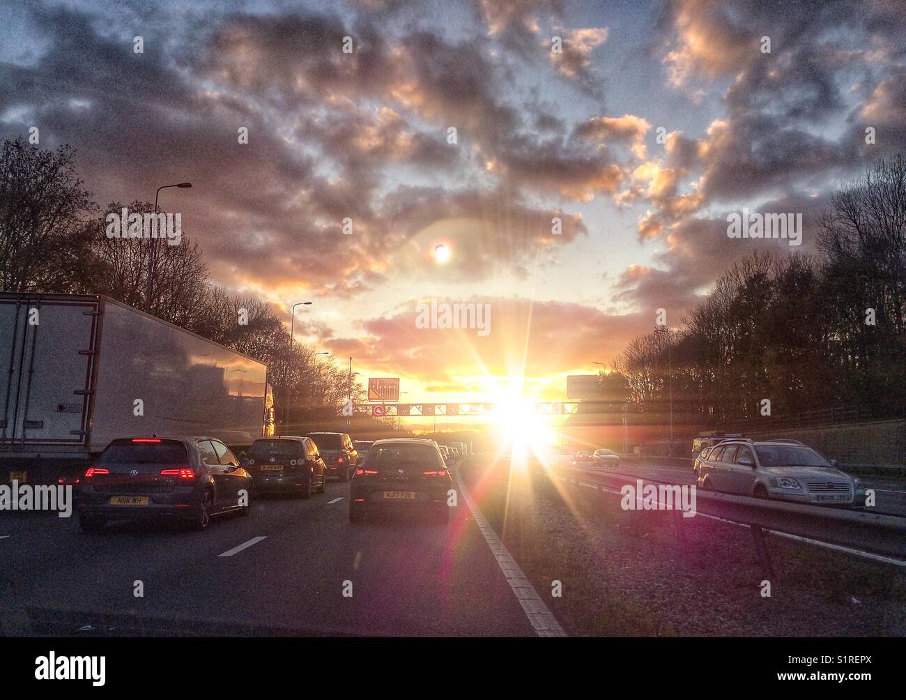 Evening on the motorways Stock Photo