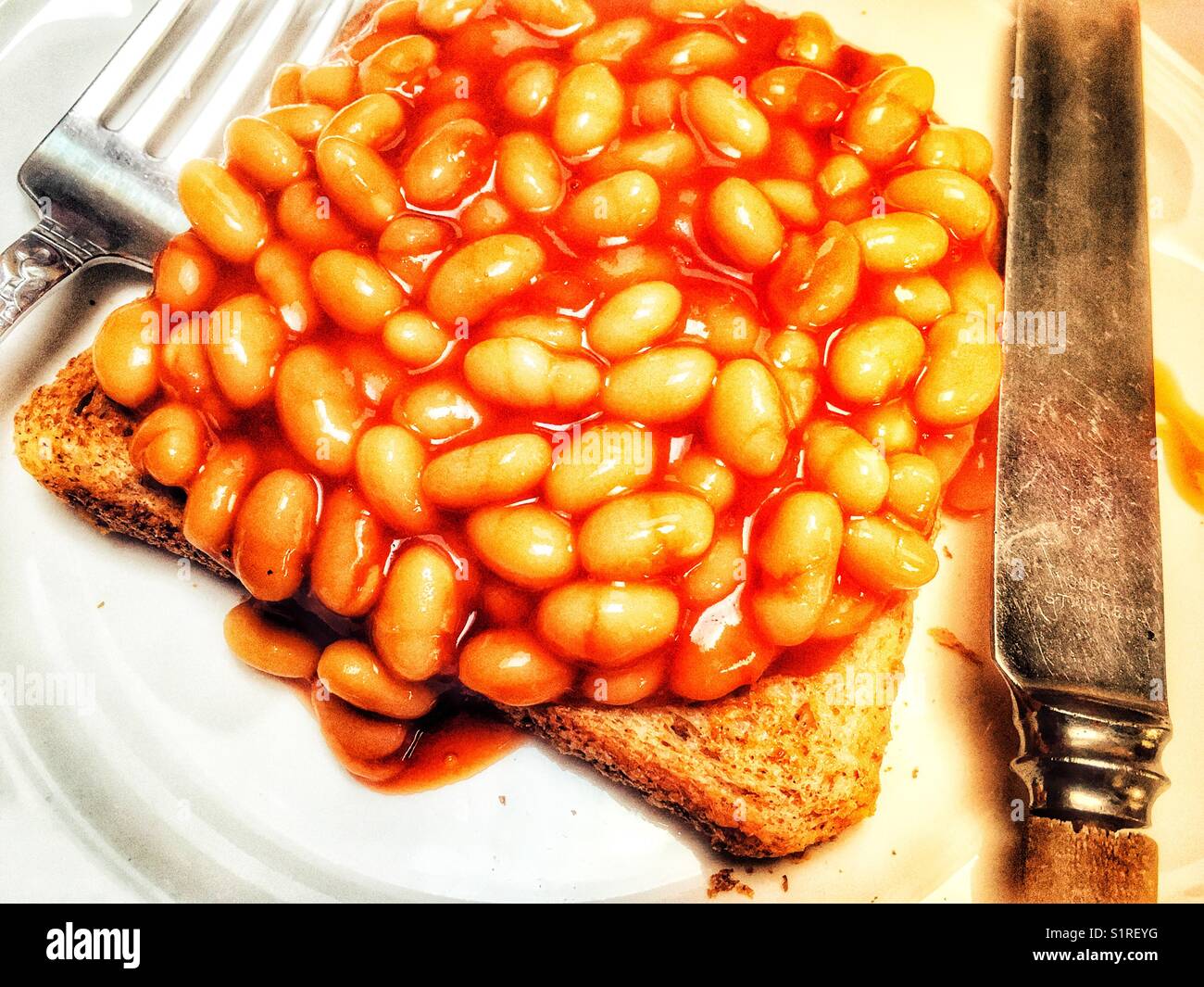 Beans on toast Stock Photo Alamy