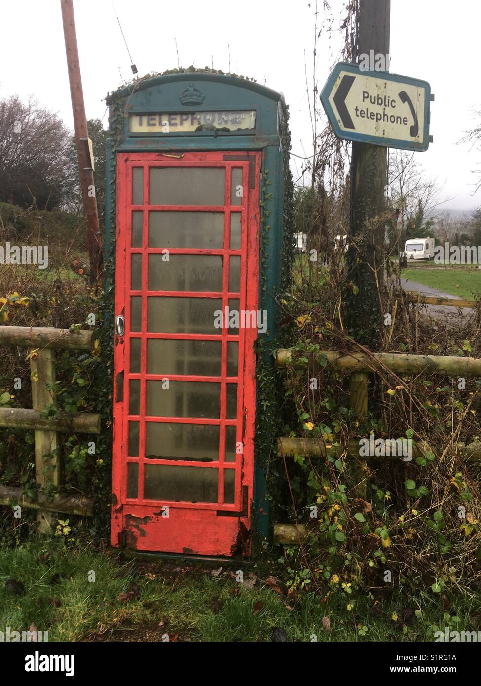 Old phone box in Wales, United Kingdom Stock Photo