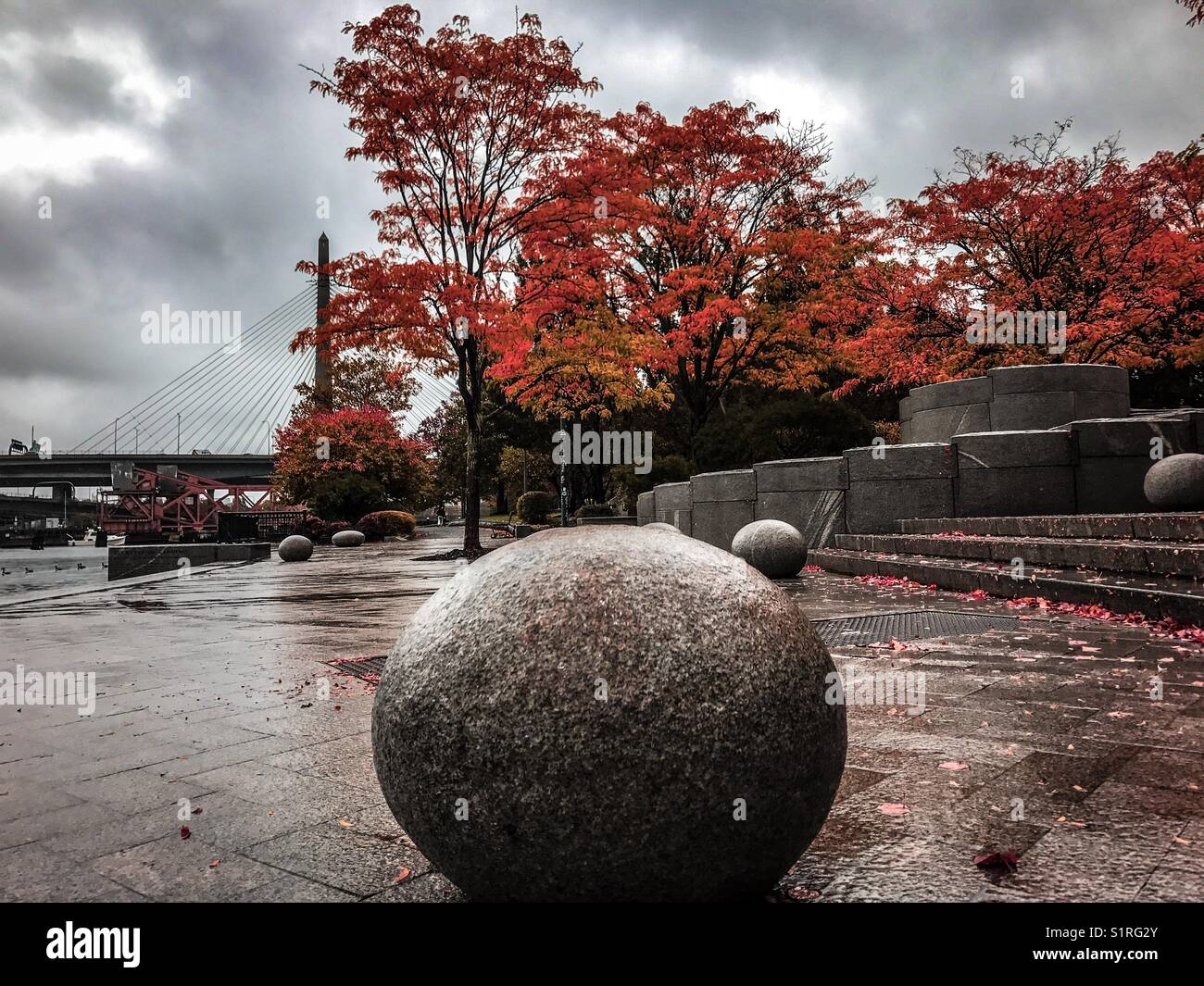 Nashua street park in Boston at the fall season Stock Photo Alamy
