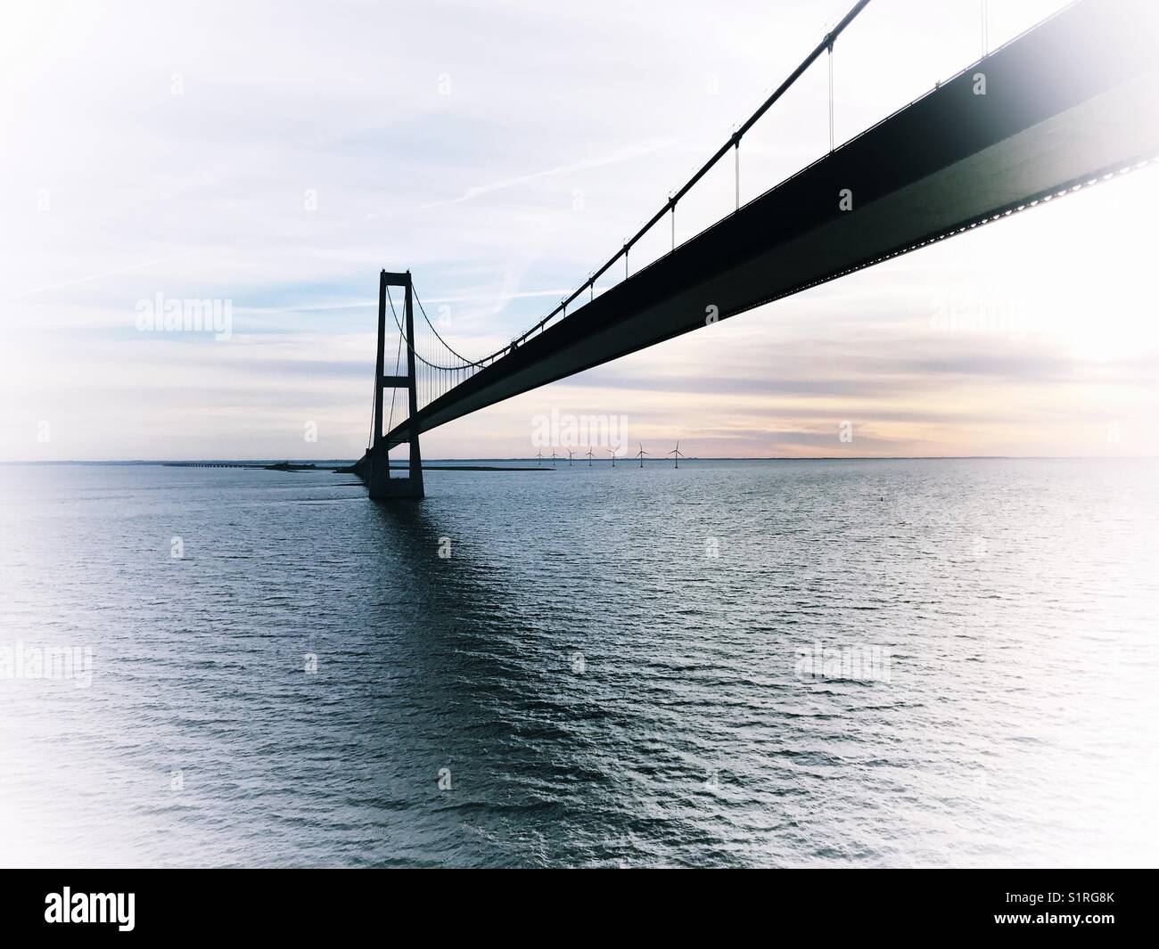 View from cruise ship of the Oresund Bridge linking Denmark and Sweden Stock Photo