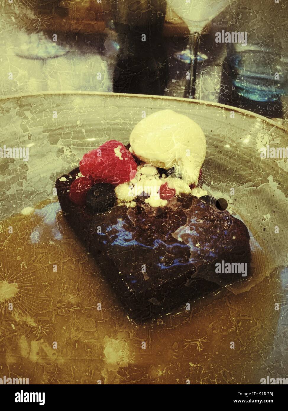 Sticky toffee pudding with ice cream Stock Photo Alamy