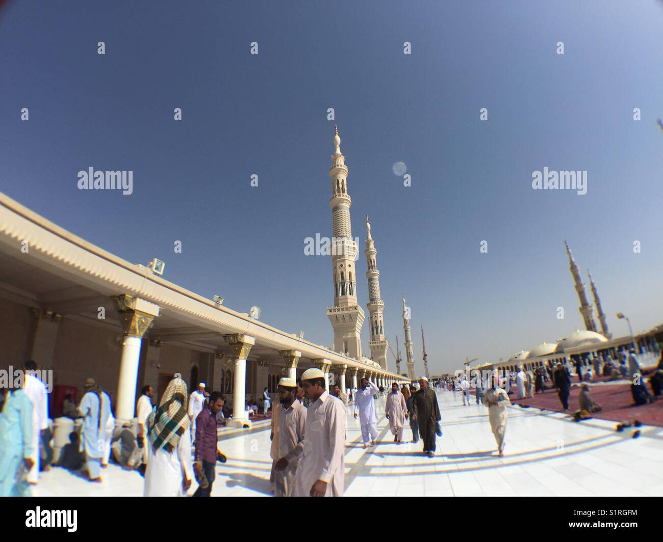 Top of Mosque of Nabawi Madinah Saudi Arabia Stock Photo