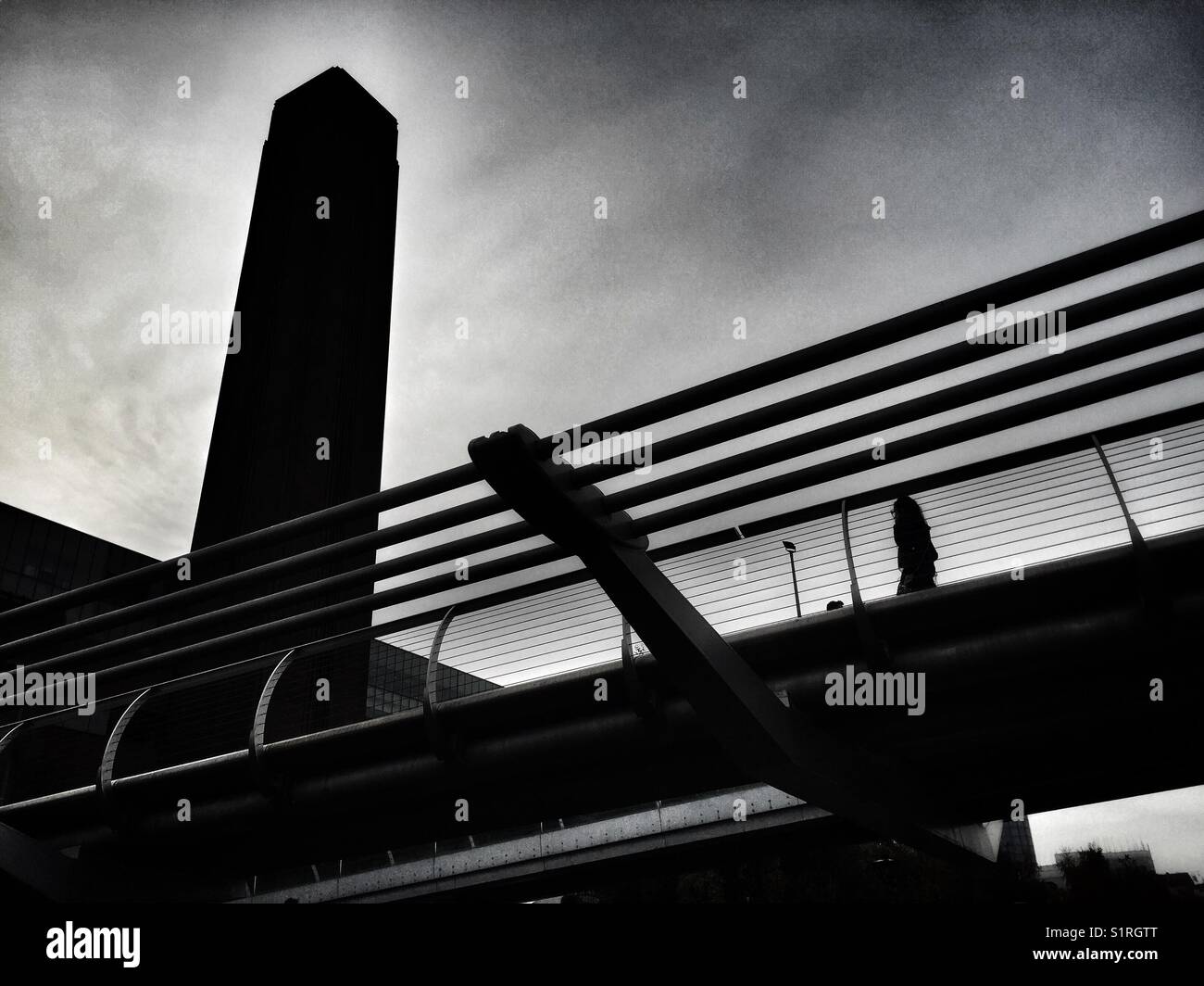Millennium Bridge and Tate Modern on October 31 - Smartphone Captured Stock Image