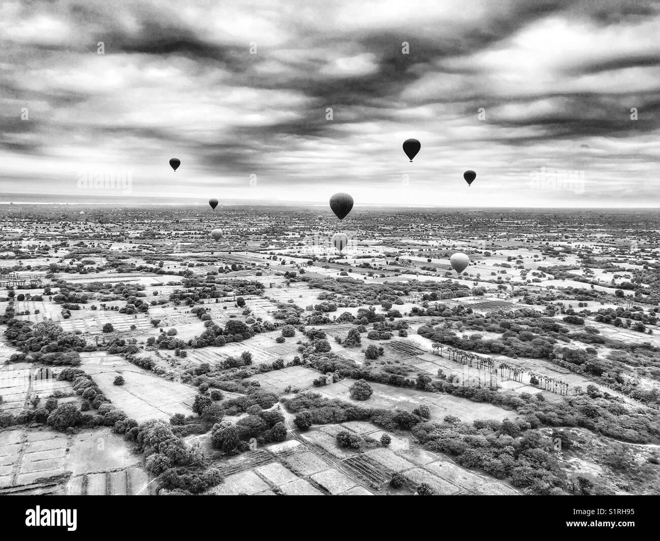 Hot air balloons over Bagan, Myanmar - Smartphone Captured Stock Image