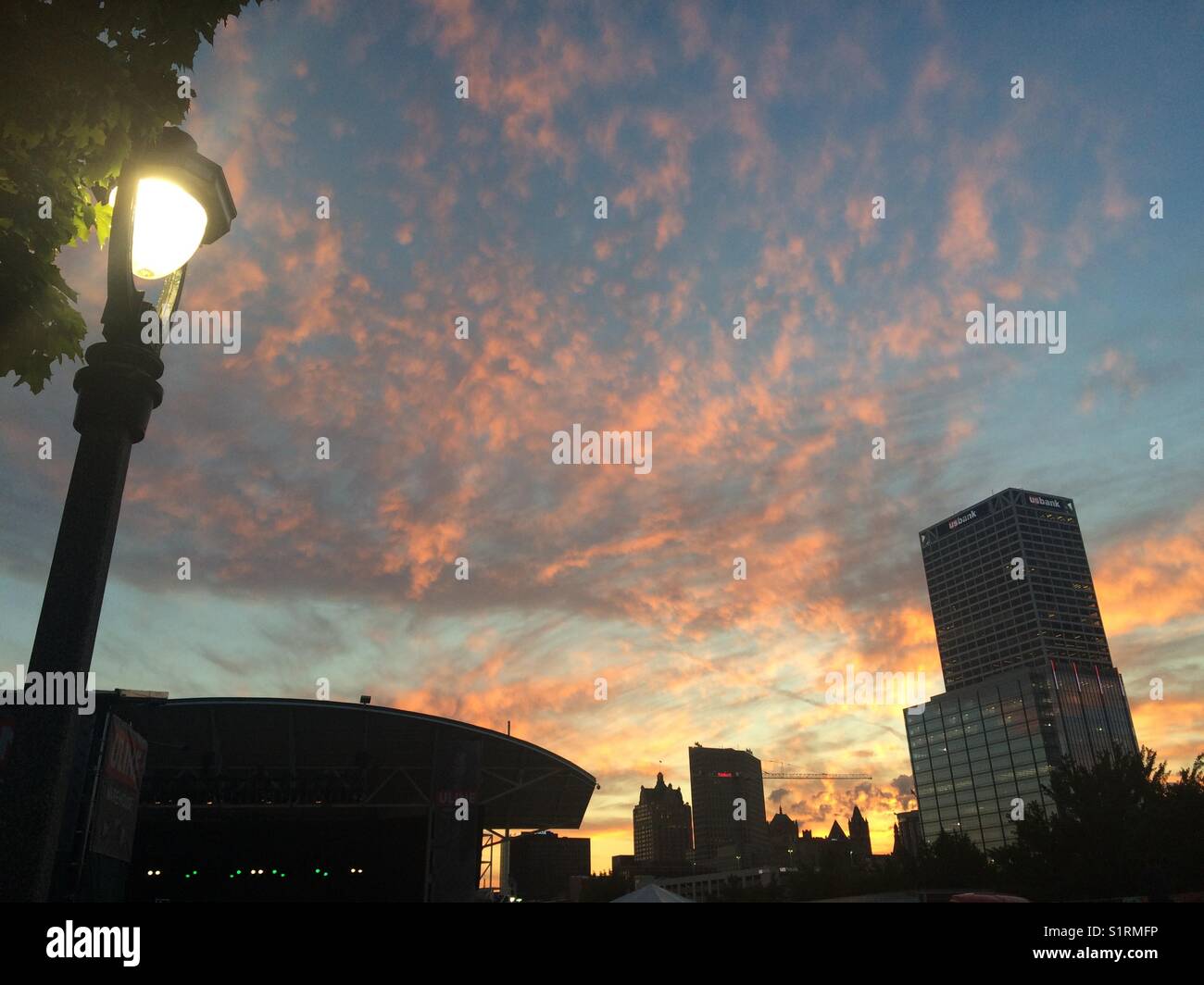 Sunset over Milwaukee Stock Photo Alamy