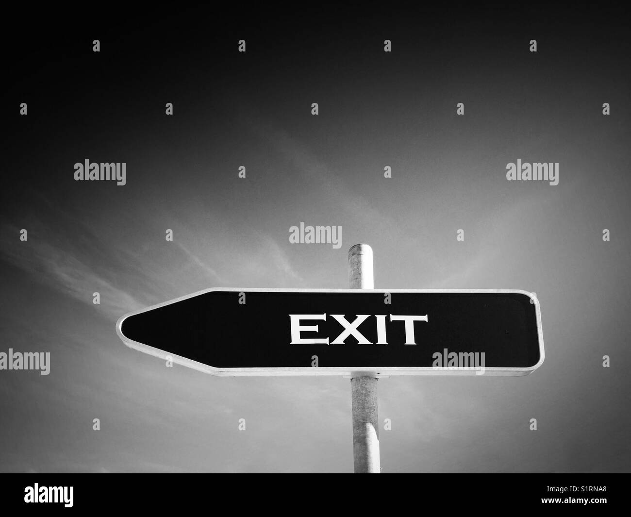 Exit sign, black and white - Smartphone Captured Stock Image